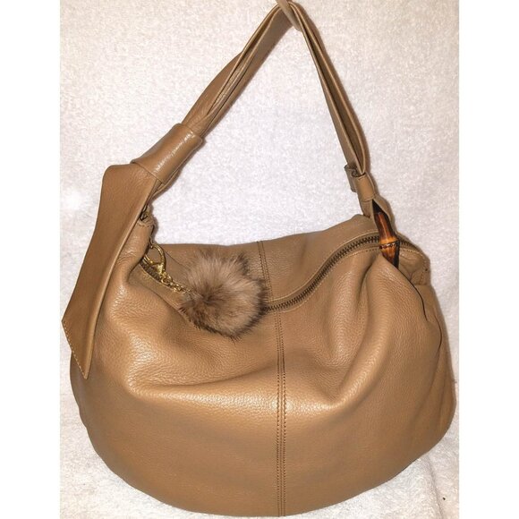 GUCCI EXTRA-LARGE TAN LAMBSKIN LEATHER SLOUCHY HOBO HANDBAG - Picture 5 of 9